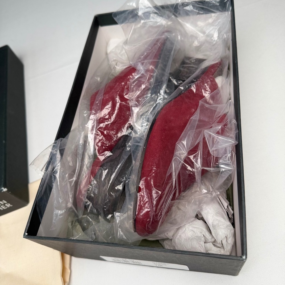 Eileen Fisher Sylvia Suede Mules Garnet Red 7M Capsule Career Luxury Chic - Picture 8 of 11